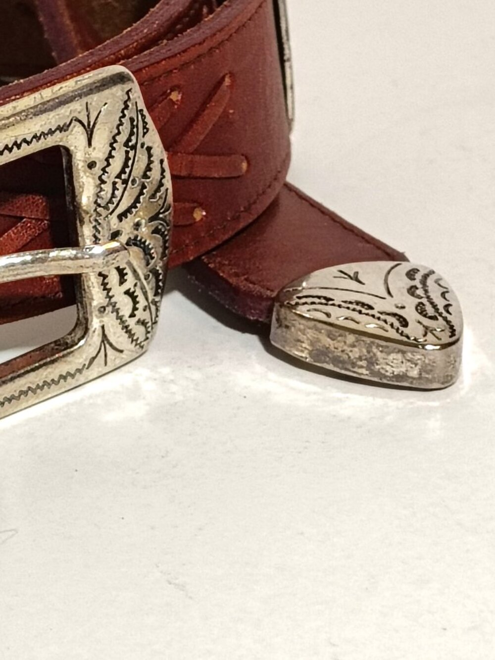 Latigo Western Concho Belt Full Grain Leather Brown Vintage Large Boho Festival - Picture 4 of 12